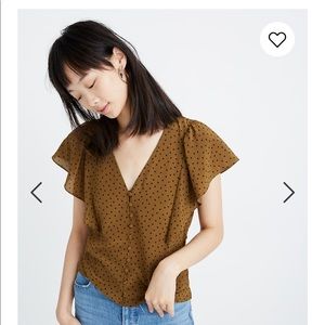 Madewell Silk Carmelina Flutter-sleeve Top